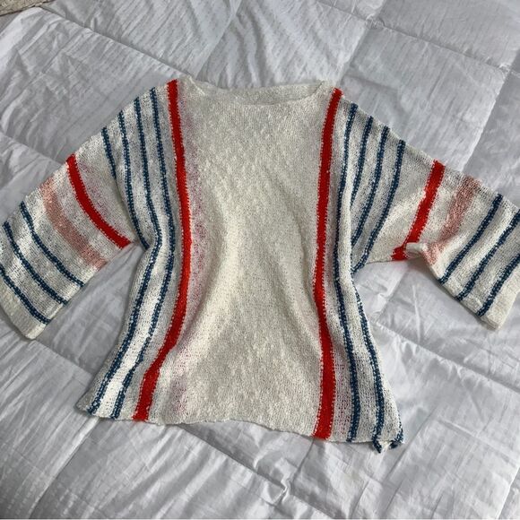 Women’s cream colored striped detail wide sleeve lightweight  sweater- NWOT - Picture 8 of 15